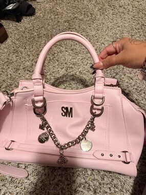 Steve Madden Pale Pink Satchel with Silver Chain Accents